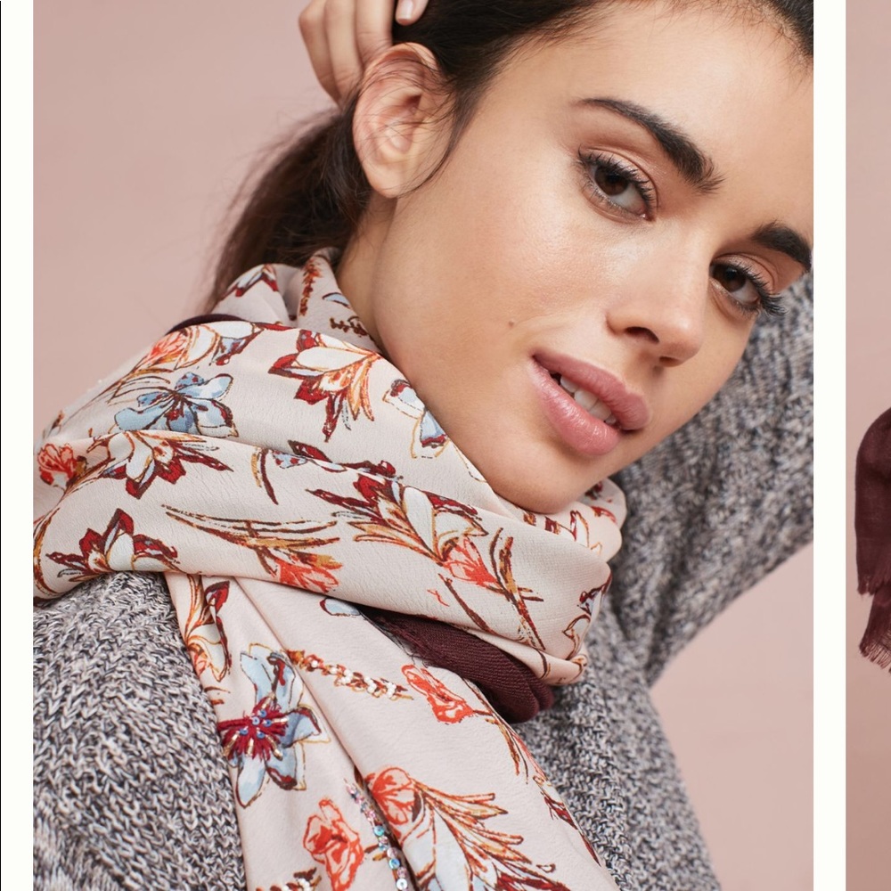 Anthropologie Nanette embroidered scarf